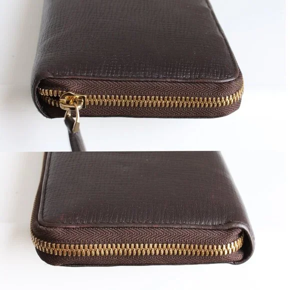 LOEWE Madrid Zippy Wallet Brown Textured Epi Leather Luxury Vintage Rare
